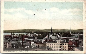 1920s Postcard Laconia NH Birdseye View Steeples Buildings Aerial New Hampshire - Picture 1 of 2