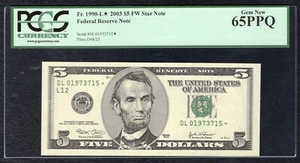 FR. 1990-L* 2003 $5 FW *STAR* FRN SAN FRANCISCO, CA PCGS GEM UNC-65PPQ - Picture 1 of 2