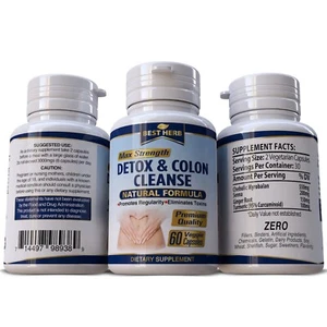 Colon Detox Cleanse Pills Lose Weight Loss Diet Slimming Fiber Organic Herbs 60 - Picture 1 of 5