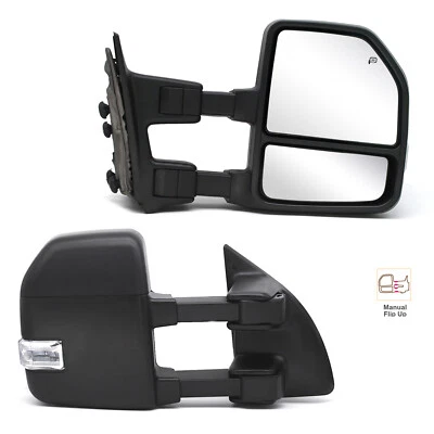 Tow Mirrors Manual Extendable Fits 1999-2003 Ford F250 F350 F450 F550 SD Black - Image 1 of 4