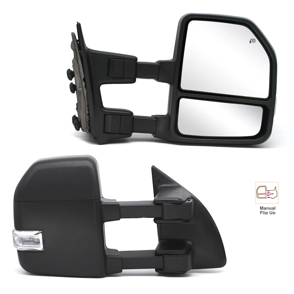 Pair Tow Mirrors Manual Extendable For 1999-2003 Ford F250 F350 F450 SD Black - Image 1 of 4