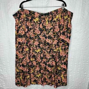 ModCloth Skirt Womens Size 28 Pink Floral Full Button Lined Pleated Causal Boho - Picture 1 of 13