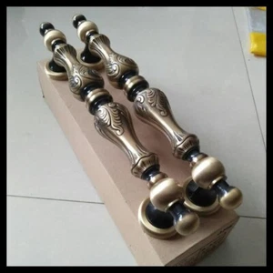 Pair of Vintage Main Entry Door Pull Handle Pawn Antique Solid Brass Home Decor - Picture 1 of 5