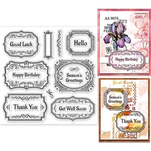 SENTIMENTS Clear Stamps - Birthday, Get Well Soon, Thank You, Hello, Good Luck - Picture 1 of 2