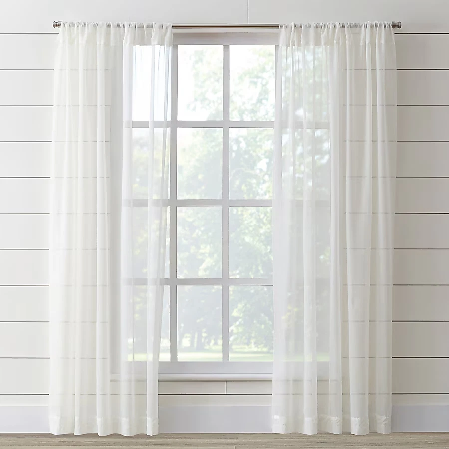 STYLE SELECTIONS 59" X 84" Eggshell Sheer Rod Pocket Single Curtain Panel - NEW! - Image 1 of 1