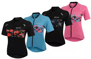 Ladies women cycling short half sleeve jersey bicycle top shirt hi viz Full zip - Picture 1 of 14