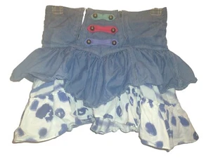 Girls Size 12 Catimini Cotton Denim Skater Layered Ruffle Skirt Short 80's Style - Picture 1 of 6