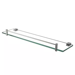 Bathroom Chrome Single Glass Shelf Towel Rack Organizer Rail Holder Storage Wall - Picture 1 of 8