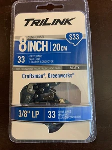 8" CHAINSAW CHAIN semi-chisel 3/8" LP 5/32" .05ga. TriLink S33 15033TK New! - Picture 1 of 3
