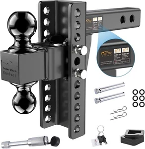 Adjustable Trailer Hitch Fits 2-Inch Receiver Heavy Duty Tow Hitches 21500 2482 - Picture 1 of 7