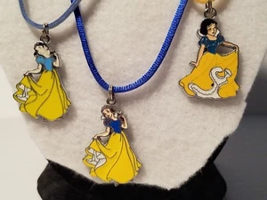 Set of 3 Snow White Necklaces: Yellow, Blue, White on Satin & Suede Cord Jewelry - Picture 1 of 4