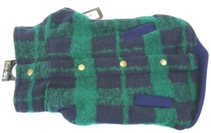 FabDog Fab Dog Plaid Boucle Dog Jacket Green / Navy Size 12 inch New with Tags - Picture 1 of 4
