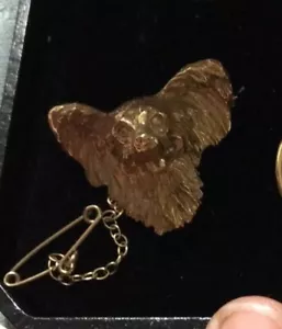 1998 Schweres massives Gold 3D 9ct/9K Schmetterling Spielzeug Spaniel Schmetterling Hund Brosche Pin - Bild 1 von 9