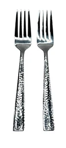 Gibson Home Hammered Lot of 2 Salad Forks 6 7/8" Stainless Steel Glossy China - Picture 1 of 8