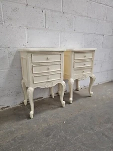 French Style Bedsides Solid Wood Hand Made Cream finish Brand New - Picture 1 of 4