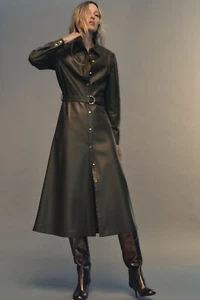 VESTIDO CAMISERO ZARA IMITACIÓN CUERO NUEVO CON ETIQUETAS S - Imagen 1 de 9