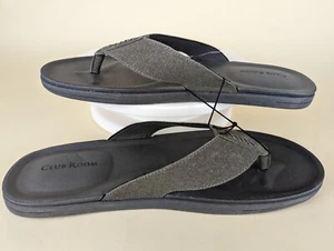 Club Room Riley Flip Flop Sandals Mens 10 Light Grey Toe-Post Flats Shoes NWT - Picture 1 of 12