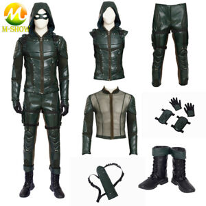 Green Arrow Cosplay Kostium Luksusowy strój Bluza z kapturem Kołczan Buty na Halloween