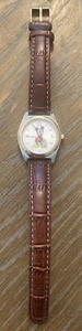 Disney Women's MCK613 Silver Mickey Mouse Brown Leather Strap Watch 26mm Japan - Picture 1 of 4