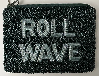 “Green Wave” Beaded Coin Purse.  Tulane.  Moyna. - Image 1 of 4