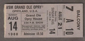 1988 GRAND OLE OPRY/Opryland U.S.A. TICKET STUB ~ Aug. 14 ~ BALCONY - Picture 1 of 2