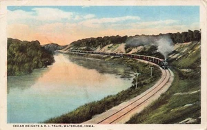 Cedar Height & R.I. Train, Waterloo, Iowa Vintage PC Posted 1917 - Picture 1 of 2