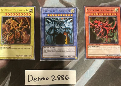 Yugioh! Dragon of Ra, Obelisk, Slifer LC01 3-Card Egyptian God Set NM  - Image 1 of 4