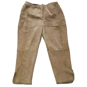 Ashley Stewart Stitched Leather Tan Pants Size 24 Camel Color - Picture 1 of 6
