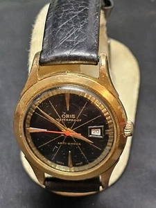 ORIS Swiss Made Men's Watch Gold Plated Water Proof & Anti Shock Vintage - Picture 1 of 12