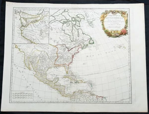 1783 R. De Vaugondy Large Antique 1st Post Revolutionary Map of North America - Picture 1 of 3