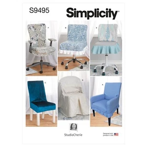 SIMPLICITY 9495 CHAIR SLIP COVERS Sewing Pattern ONE SIZE CHAIRCOVERS - Picture 1 of 8