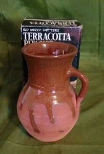 Vintage Signed Webb Drip Glaze Terracotta Pitcher - Picture 1 of 10