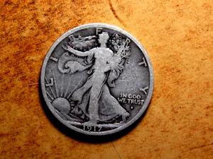 Nice Fine Better Date Obverse 1917-S Walking Liberty Silver Half Dollar M15 - Picture 1 of 2