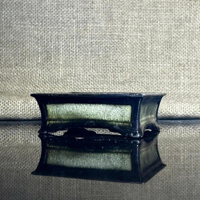 Bonsai pot, handmade, Ceramics, glazed pot , 3 layers of colored glaze, size 4" - Image 1 of 4