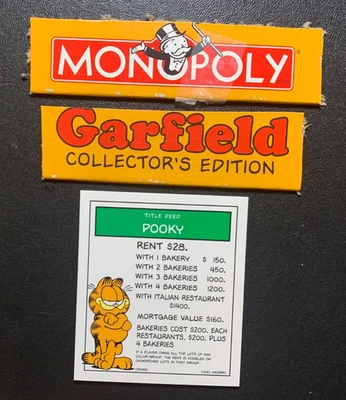 Монополия GARFIELD POOKY ТИТУЛЬНЫЙ ДОКУМЕНТ КАРТА 2003 - Изображение 1 из 3