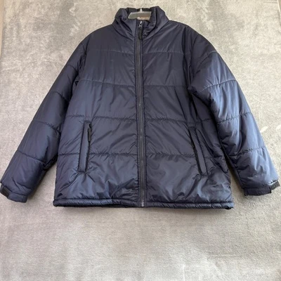 Casaco de inverno acolchoado Harriton masculino XL azul zíper completo isolado - Imagem 1 de 4