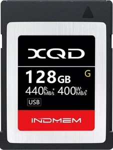 INDMEM 128GB XQD Memory Card (Fast Up to 440MB/s Read) w/ File Rescue Software - Picture 1 of 13