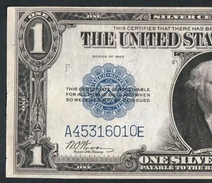 BEAUTIFUL WOODS/WHITE 1923 $1 LARGE SILVER CERTIFICATE. NO PINHOLES OR TEARS  - Picture 1 of 3