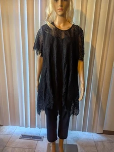 Roaman's 24W Black Lace Tunic Over Cami - Picture 1 of 7