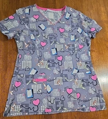 Scrubstar Women's V-Neck Short Sleeve Mend My Heart Scrub Top Sz XS - Image 1 of 4
