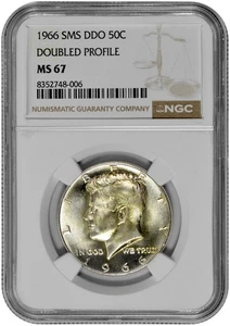 1966 SMS DDO 50C Kennedy Half Dollar NGC MS 67 Doubled Profile Gold Toning - Picture 1 of 2