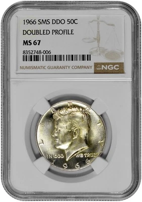 1966 SMS DDO 50C Kennedy Half Dollar NGC MS 67 Doubled Profile Gold Toning - Image 1 of 2