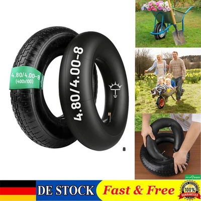 PARTSEE Schubkarren Reifen Set 4.80/4.00-8 (400x100) Mantel & Schlauch, Schubkarrenrad