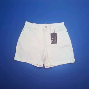 Gloria Vanderbilt Amanda schlankmachende Stretch Denim weiße Shorts Petite Damen 12P - Bild 1 von 5