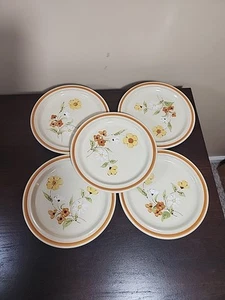 JI Stonecrest Andre Ponche Pamela Set of 5 Salad Plates Orange Band Flower 7.25" - Picture 1 of 6