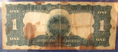 1899 BLACK EAGLE SILVER CERTIFICATE ERROR OFF CENTER ROTATED REVERSE RARE - Image 1 of 2
