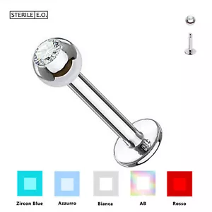 Piercing Labbro Acciaio Chirurgico STERILE sfera 3mm Brillantino Orecchino - Foto 1 di 17