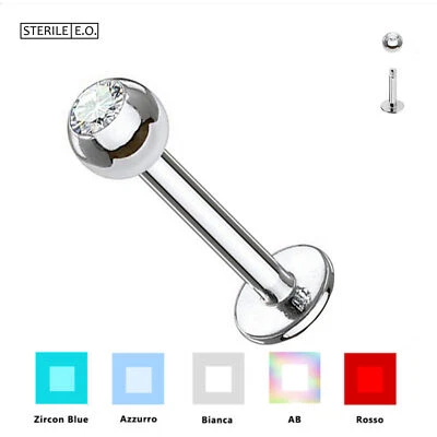 Piercing Labbro Acciaio Chirurgico STERILE sfera 3mm Brillantino Orecchino - Immagine 1 di 2