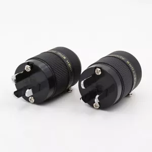 2pcs Copper with Rhodium-Plated AU Mains Supply Power Plug HIFI Cable Connector - Picture 1 of 4