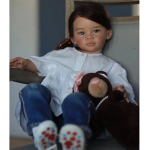 Muñeca bebé renacida terminada de 30 pulgadas cuerpo de tela suave con cabello enraizado regalo de cumpleaños - Imagen 1 de 5